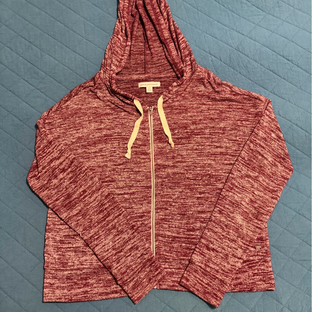 American Eagle Outfitters Maroon Heathered Hoodie